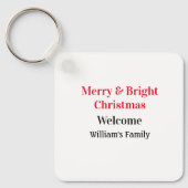 Merry Bright Christmas voeg familienaam welkomstvr Sleutelhanger (Voorkant)