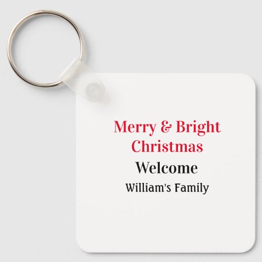 Merry Bright Christmas voeg familienaam welkomstvr Sleutelhanger (Voorkant)