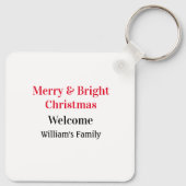 Merry Bright Christmas voeg familienaam welkomstvr Sleutelhanger (Achterkant)