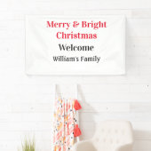 Merry Bright Christmas voeg familienaam welkomstvr Spandoek (Insitu)