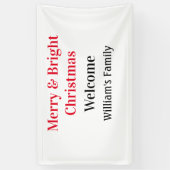 Merry Bright Christmas voeg familienaam welkomstvr Spandoek (Verticaal)