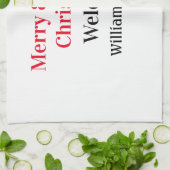 Merry Bright Christmas voeg familienaam welkomstvr Theedoek (Gevouwen)