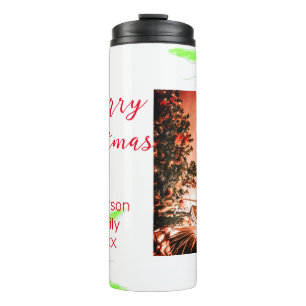 Merry Bright Christmas voeg familienaam welkomstvr Thermosbeker