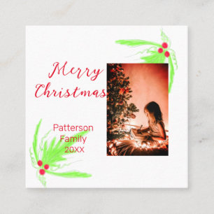 Merry Bright Christmas voeg familienaam welkomstvr Vierkante Visitekaartje