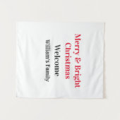 Merry Bright Christmas voeg familienaam welkomstvr Wandkleed (Voorkant (horizontaal))