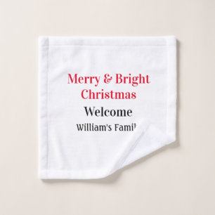 Merry Bright Christmas voeg familienaam welkomstvr Washandje