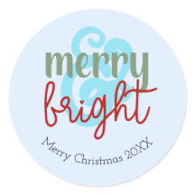 Merry & Bright Christmas Year Schattige blauw