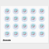 Merry & Bright Christmas Year Schattige blauw Ronde Sticker (Vel)