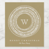 Merry & Bright Circles Monogram vakantiewijn Etike Wijn Etiket (Enkel label)