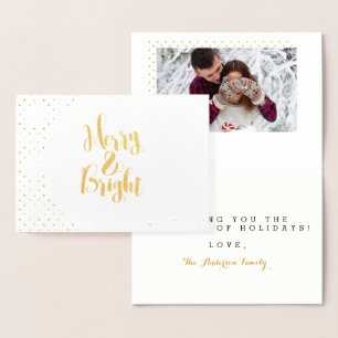 Merry & Bright Classic Feestdagen Typografie Desig Folie Kaarten
