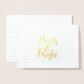 Merry & Bright Classic Feestdagen Typografie Desig Folie Kaarten (Voorkant met envelop)