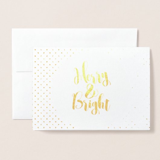 Merry & Bright Classic Feestdagen Typografie Desig Folie Kaarten (Voorkant met envelop)