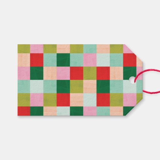 Merry & Bright Color Blocks Gift Label Cadeaulabel (Voorkant (Horizontaal))