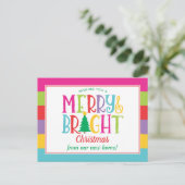 Merry & Bright Colorful Christus Moving Announceme Briefkaart (Staand voorkant)