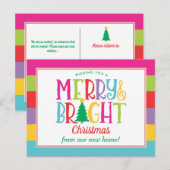 Merry & Bright Colorful Christus Moving Announceme Briefkaart (Voorkant / Achterkant)