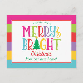 Merry & Bright Colorful Christus Moving Announceme Briefkaart