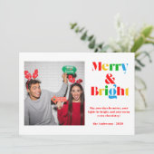 Merry Bright Colorful Photo Christmas Feestdagenkaart (Staand voorkant)