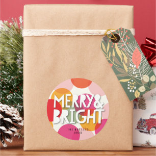 Merry & Bright Confetti kerstfeestdag ticker Ronde Sticker
