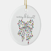 Merry & Bright Coquette Kerstlichten Boog Keramisch Ornament (Rechts)