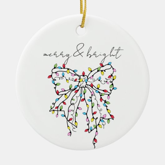 Merry & Bright Coquette Kerstlichten Boog Keramisch Ornament (Voorkant)