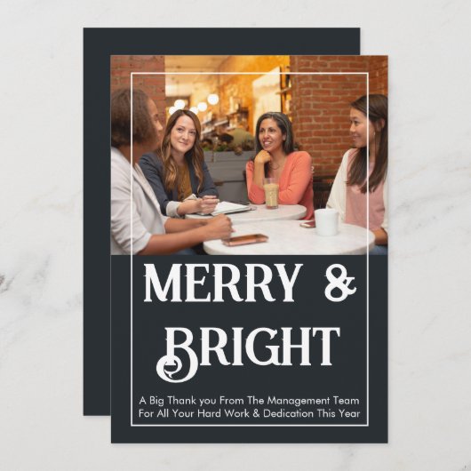 Merry & Bright Corporate Holiday Kaart voor werkne (Voorkant / Achterkant)