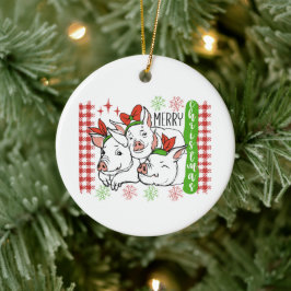 Merry bright Country Varkens Holiday Ceramic Ornam Keramisch Ornament
