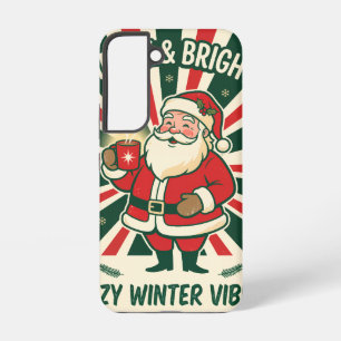 Merry & Bright Cozy Winter Kerstman telefoonhoesje Samsung Galaxy Hoesje