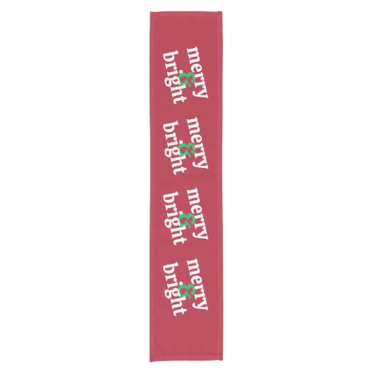 "Merry & Bright" Crimson Red Table Runner Korte Tafelloper (Voorkant)