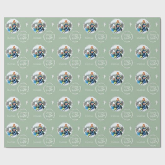 Merry & Bright Custom Foto Groen en Zilver Cadeaupapier (Vlak)