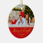 Merry & Bright Custom Photo & Name Keramisch Ornament (Rechts)