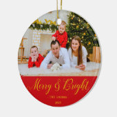 Merry & Bright Custom Photo & Name Keramisch Ornament (Links)