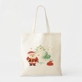 Merry & Bright Cute Santa Christmas Gift Tote Bag (Voorkant)