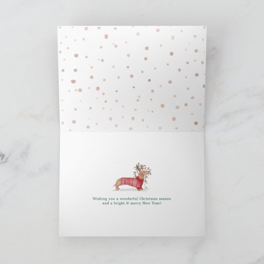 Merry & Bright | Dachshund Dog-kerstkeuken Feestdagen Kaart (Binnen)