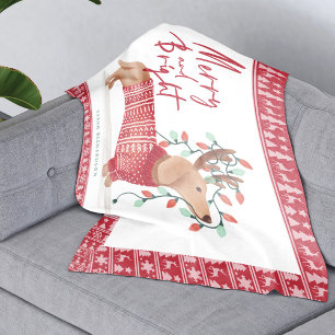 Merry & Bright   Dachshund Dog-kerstkeuken Fleece Deken