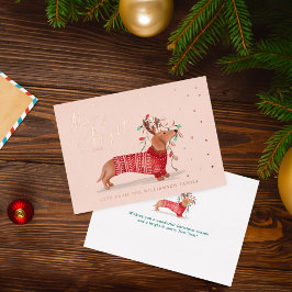 Merry & Bright | Dachshund Dog-kerstkeuken Folie Feestdagenkaart