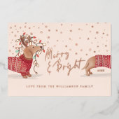 Merry & Bright | Dachshund Dog-kerstkeuken Folie Feestdagenkaart (Voorkant)
