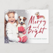 Merry & Bright | Dachshund-kerstbeker foto Briefkaart (Voorkant)