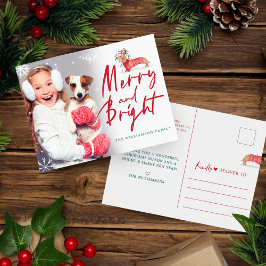 Merry & Bright | Dachshund-kerstbeker foto Briefkaart