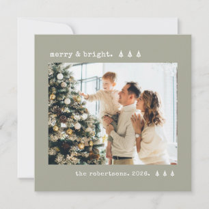 Merry & Bright Dennente Typewriter Foto Salie Feestdagenkaart
