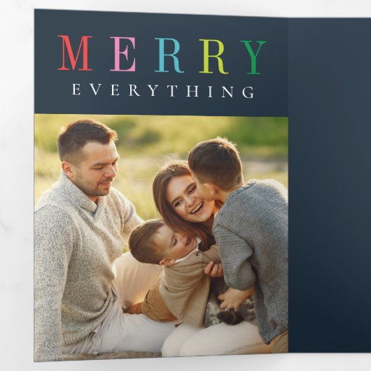 Merry Bright EDITABLE COLOR Trifold Vakantie Kaart (Binnenzijde eerst)