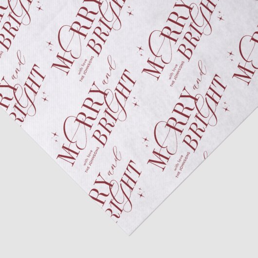 Merry & Bright Elegant Aangepaste Naam Kerstmis Tissuepapier (Detail)
