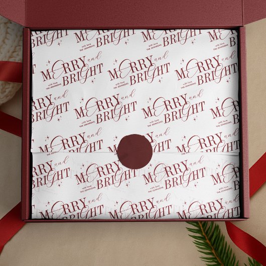 Merry & Bright Elegant Aangepaste Naam Kerstmis Tissuepapier