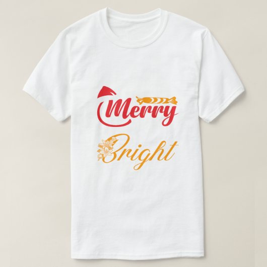 "Merry & Bright" Elegant Christmas Typography T-shirt (Design voorkant)