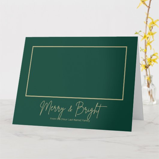 Merry & Bright Elegant Green GFolded Greeting Card Kaart (Gele Bloem)