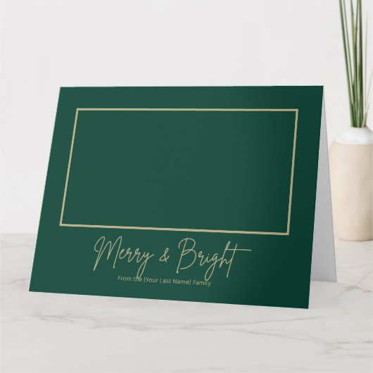 Merry & Bright Elegant Green GFolded Greeting Card Kaart (Voorkant)