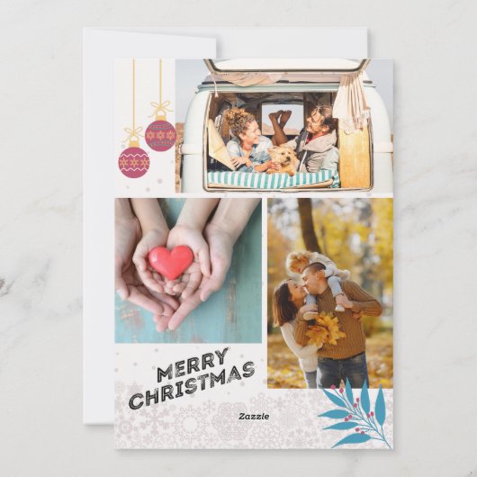 Merry Bright Elegant Script Arch 4 FotoKerstmis Feestdagenkaart (Achterkant)