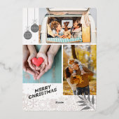 Merry Bright Elegant Script Arch 4 FotoKerstmis Folie Feestdagenkaart (Achterkant)