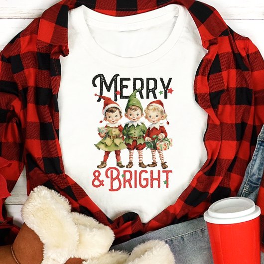 Merry & Bright  Elf Christmas Tri-Blend Shirt