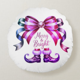 Merry & Bright Enchanted Bow & Elf Shoes  Rond Kussen
