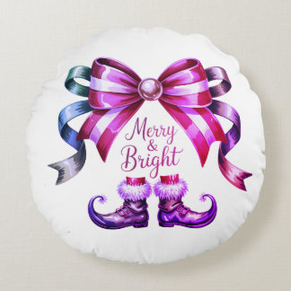 Merry & Bright Enchanted Bow & Elf Shoes  Rond Kussen